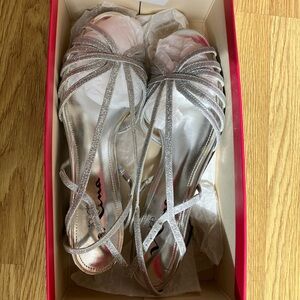 Touch of Nina Shimmering Silver Strappy Heels